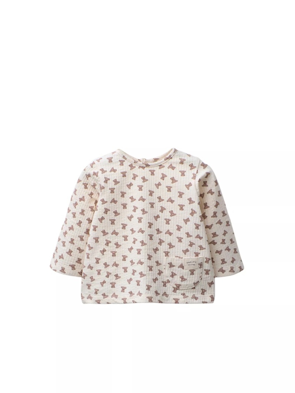 Zara Baby/Toddler Cream Long-Sleeve Tee with Brown Bow Print. NWOT